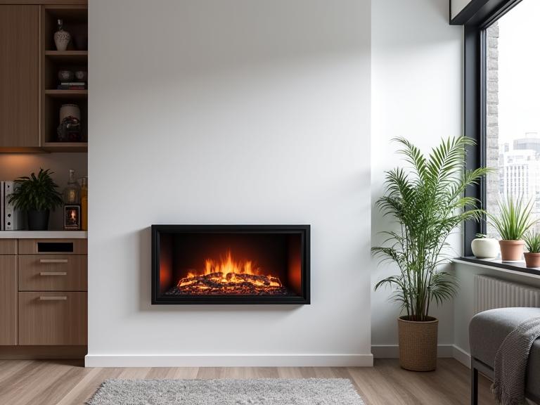 Cheminée compacte appartement urbain