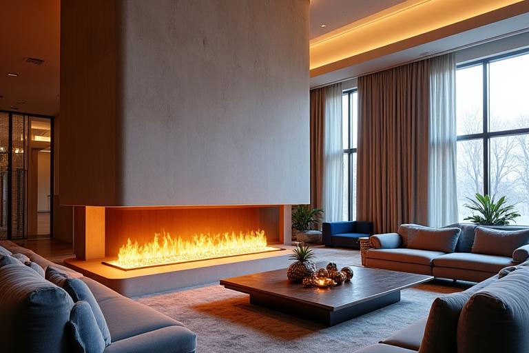 Cheminée hôtel lobby